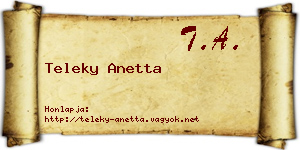 Teleky Anetta névjegykártya